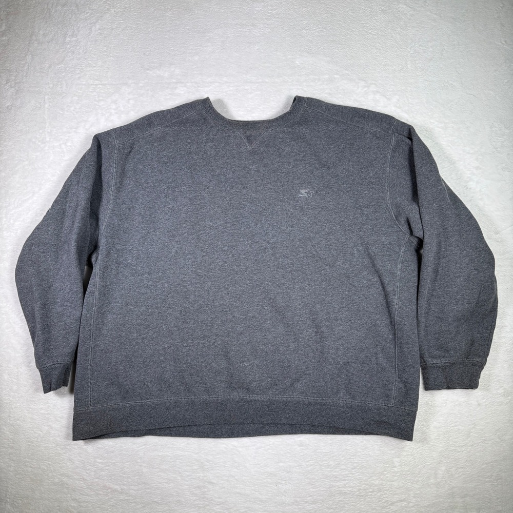 Starter Mens Crewneck Sweatshirt Gray Heathered Logo Size 2XL‎ Athletic Comfort
